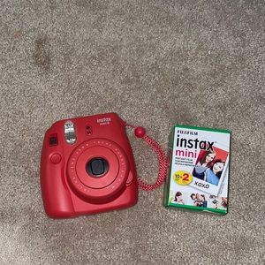 Instax mini 8 camera with film inside and new film box